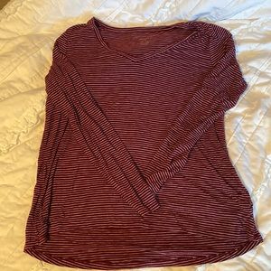 American Eagle Maroon stripped long sleeve